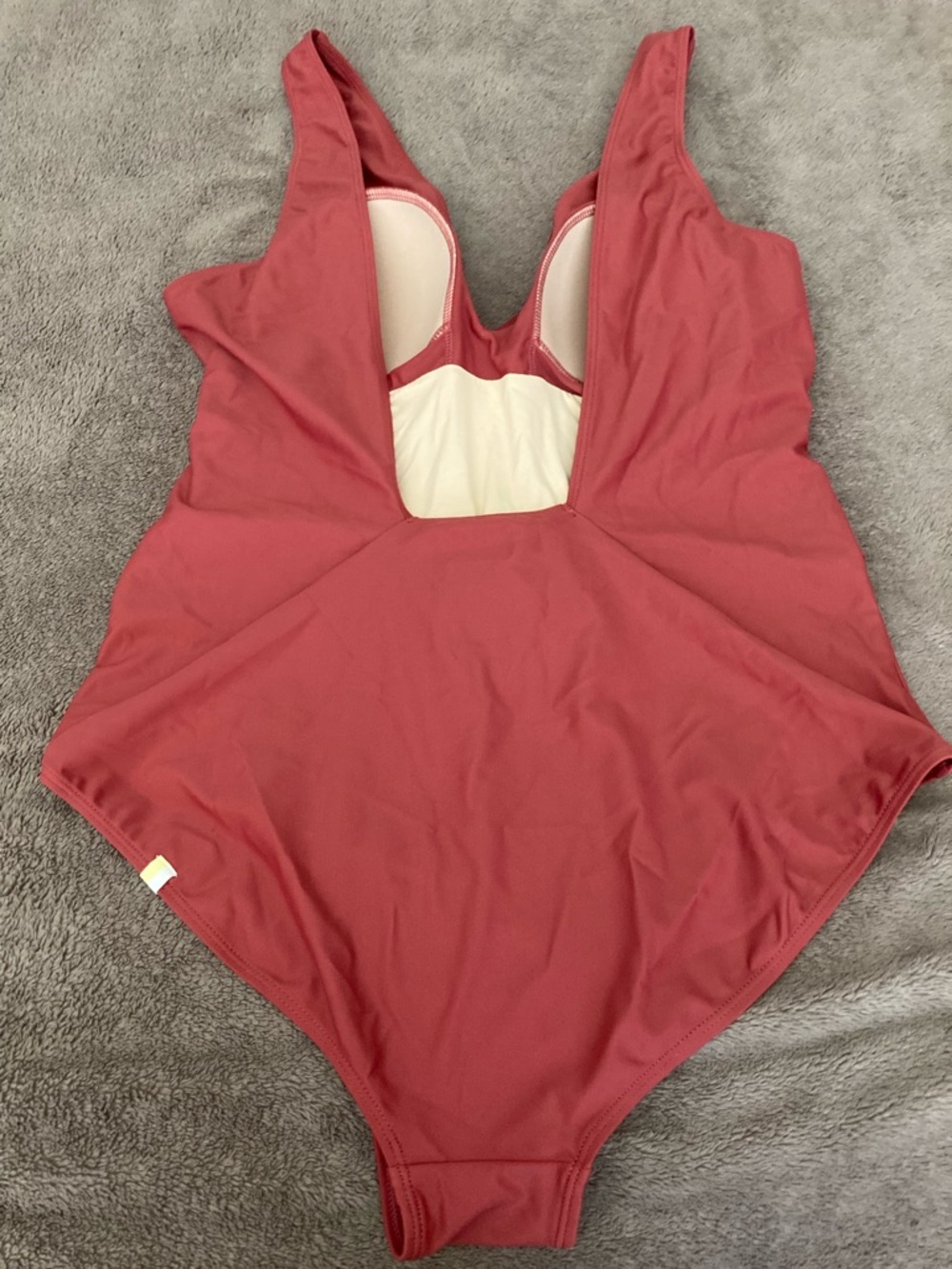 Womens One-Piece Swimsuit in Rust with Ring Detail - Picture 2 of 8